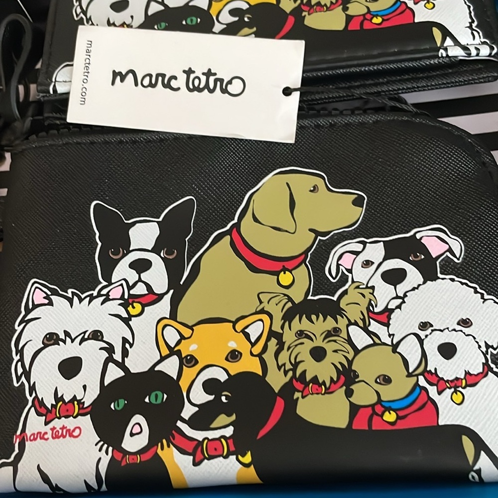 Marc Tetro Dogs Travel Set Coin Purse Passport Case Luggage Tag Cardholder set - Picture 3 of 7